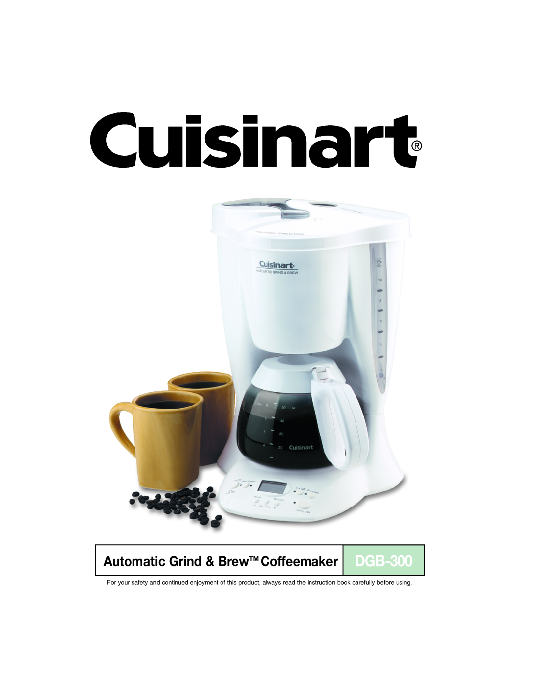 Cuisinart dgb300 manual DGB-300, Automatic Grind & BrewTM Coffeemaker 