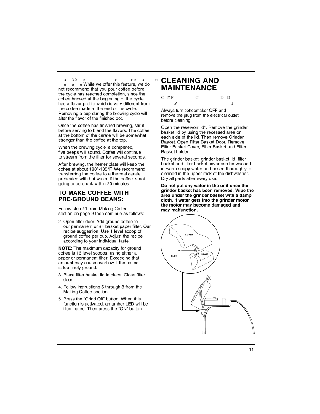 Cuisinart dgb500 manual Cleaning Maintenance, To Make Coffee with PRE-GROUND Beans 