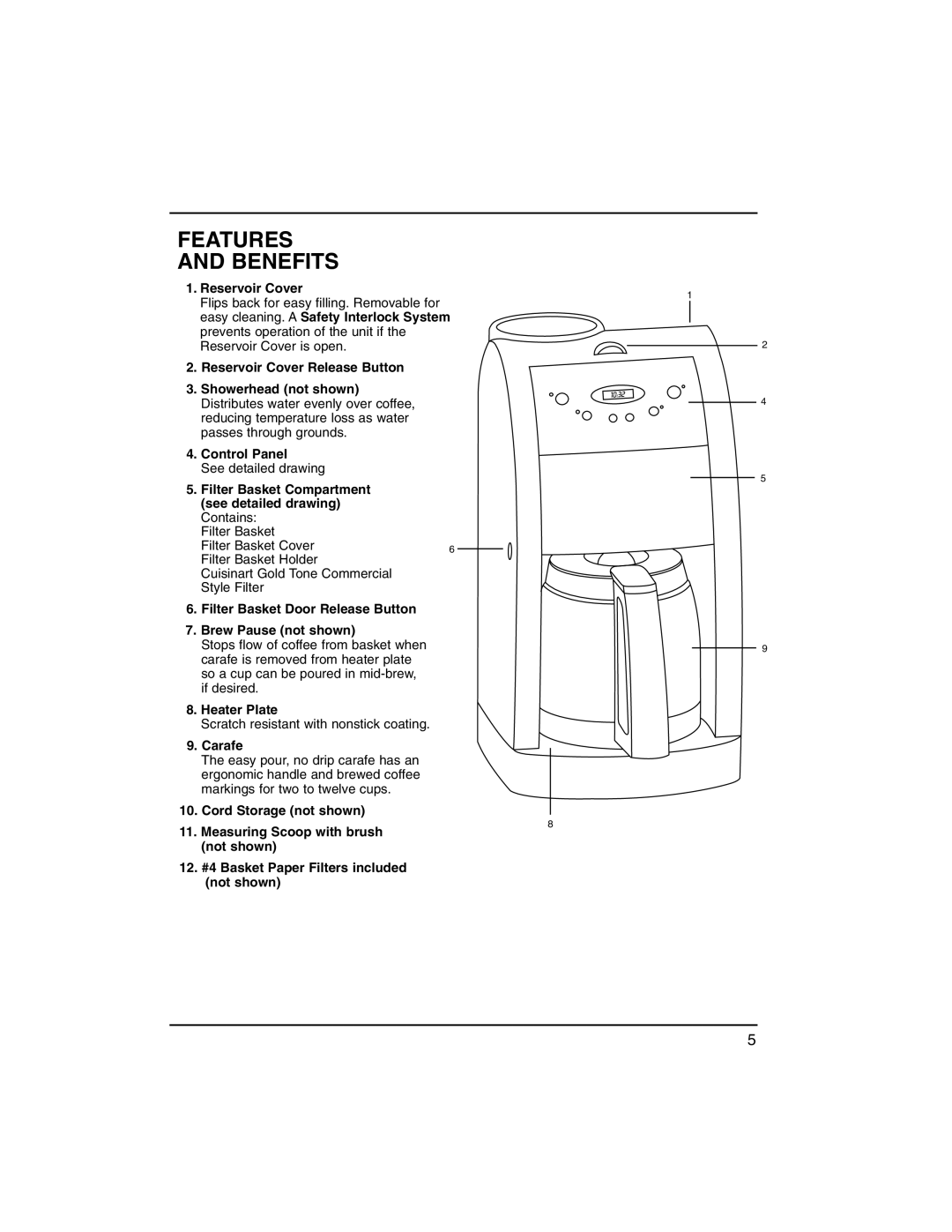 Cuisinart dgb500 manual Features Benefits 