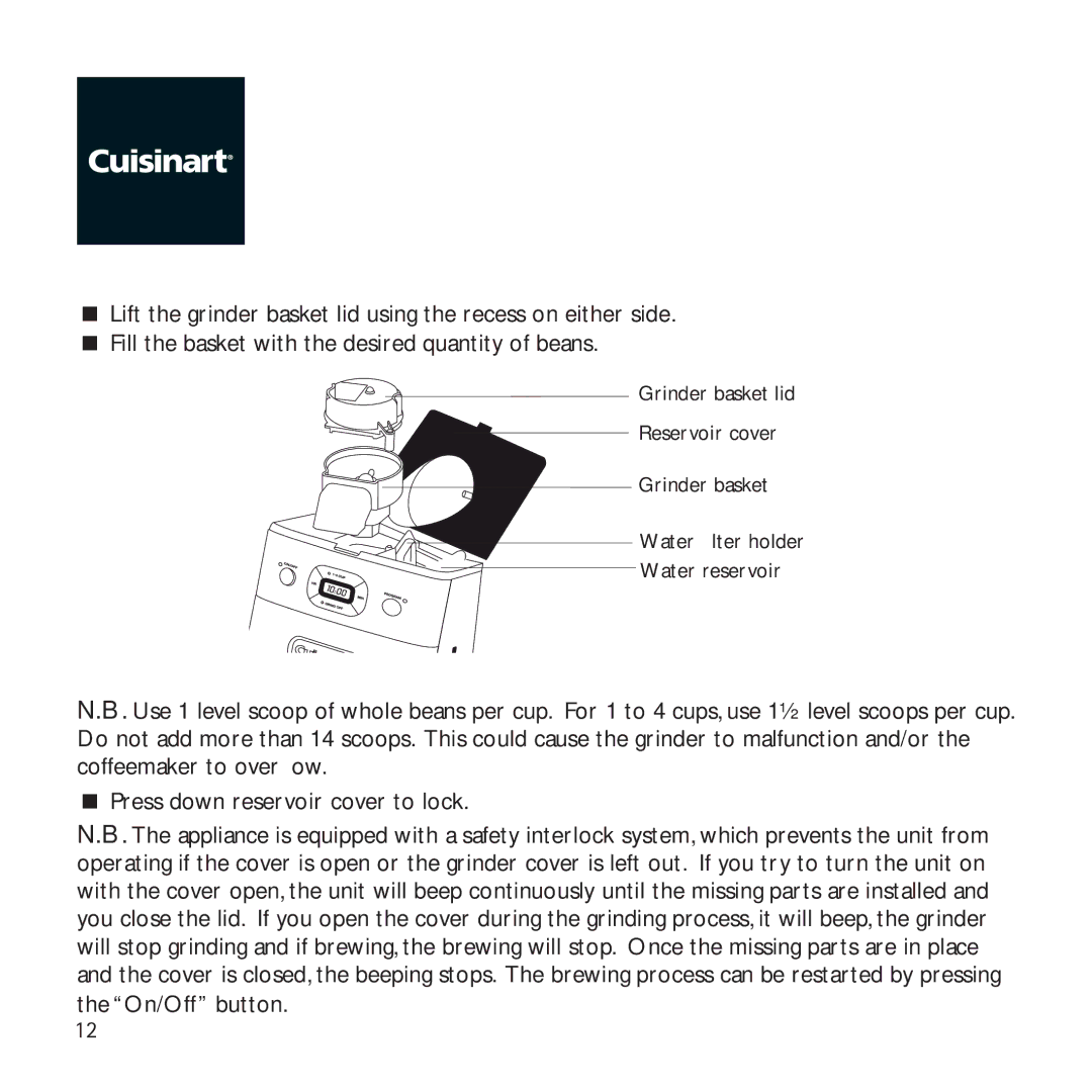 Cuisinart DGB625BCU manual 