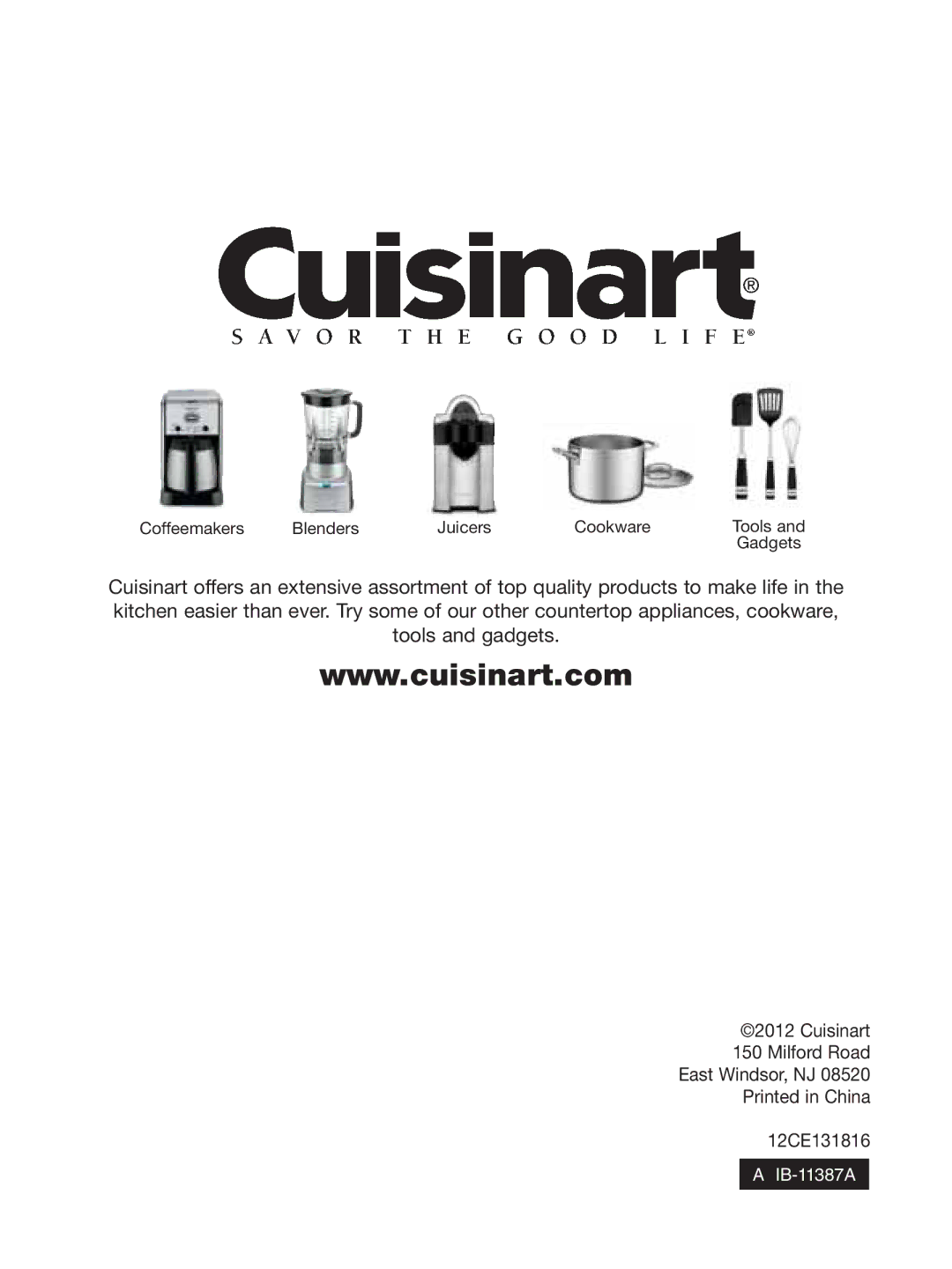 Cuisinart DK-17 manual IB-11387A 