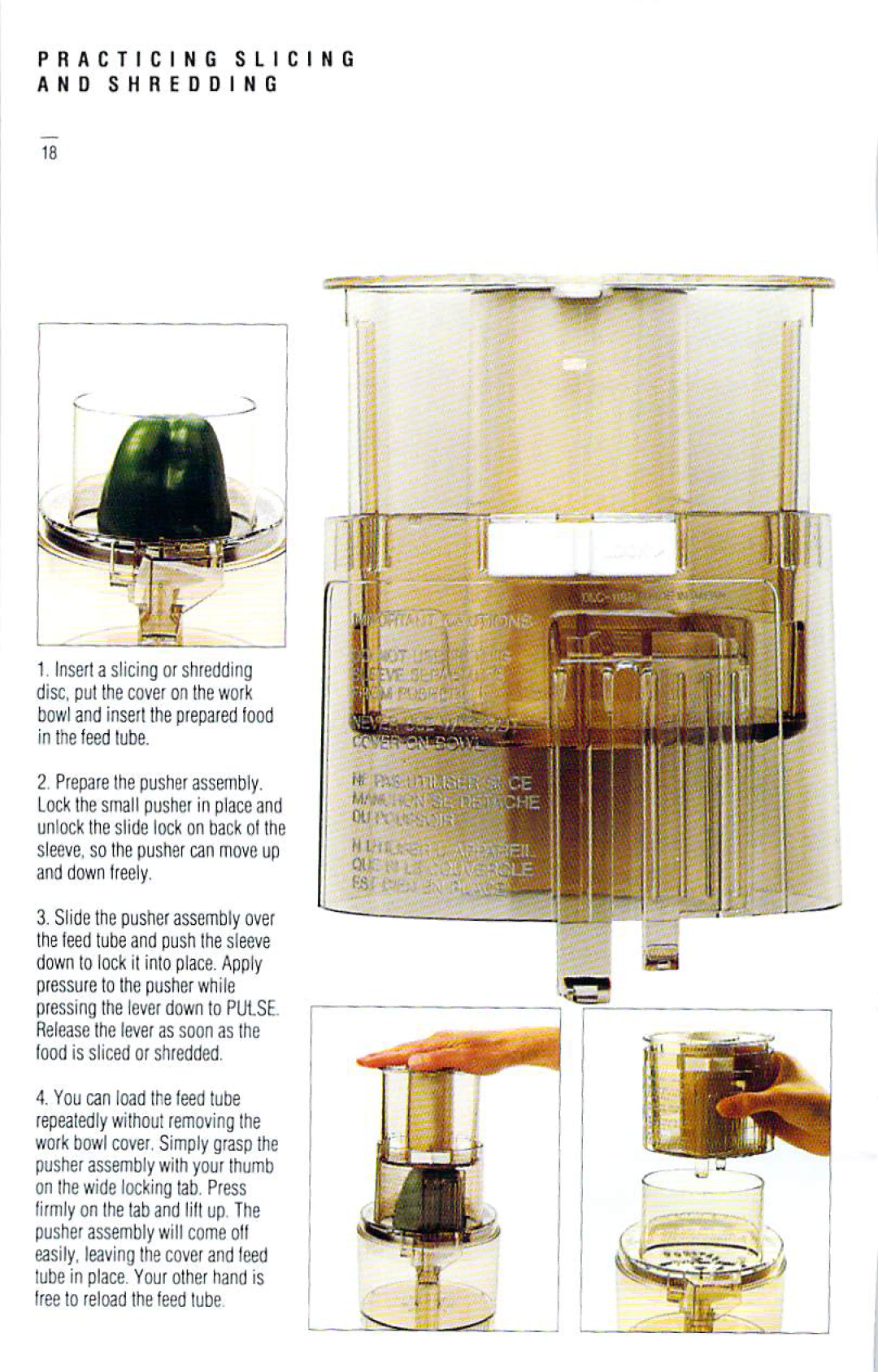 Cuisinart DLC-10S manual Practicing Slicing and Shredding 