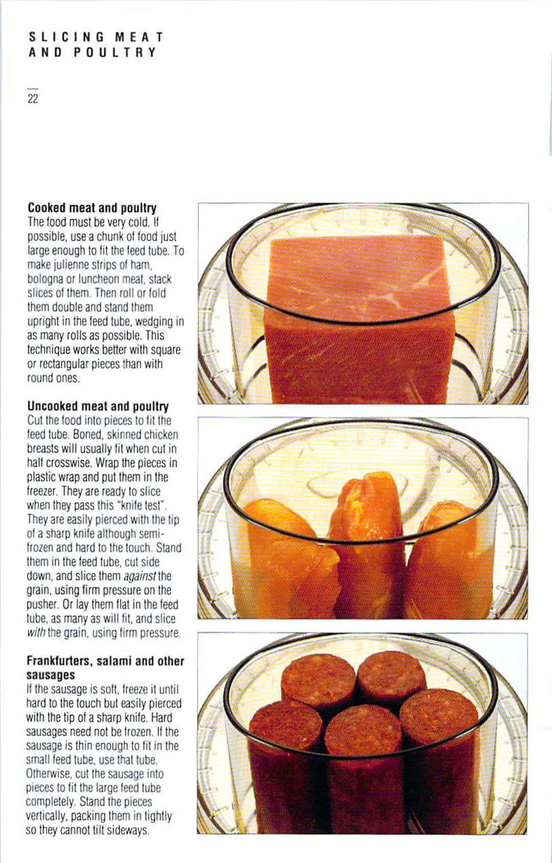 Cuisinart DLC-10S manual Slicing Meat and P 0 U LT R Y 