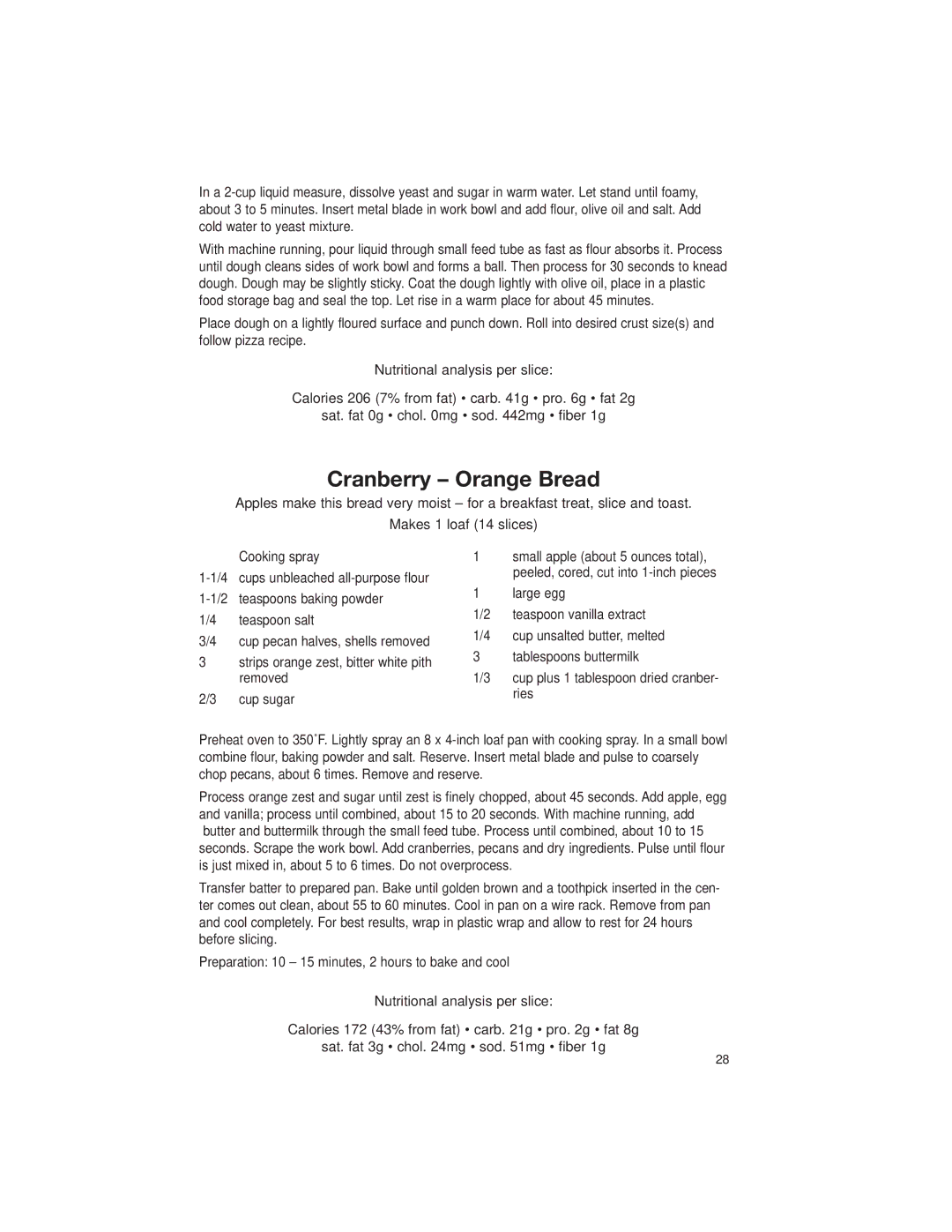 Cuisinart DLC-2007 manual Cranberry Orange Bread 