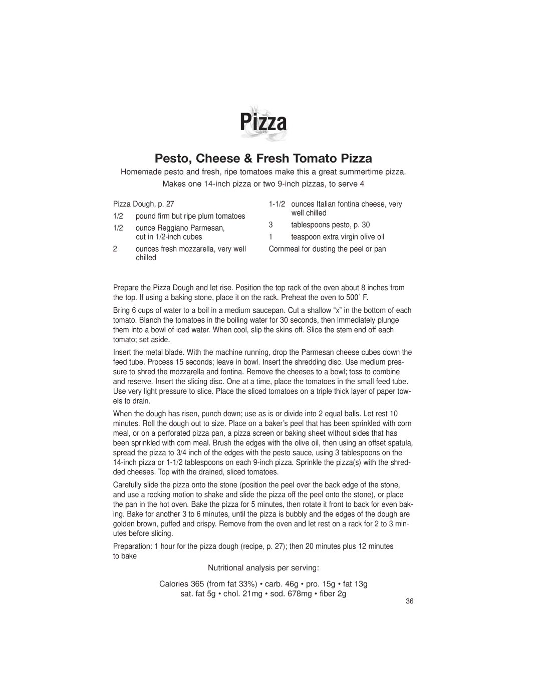 Cuisinart DLC-2007 manual Pesto, Cheese & Fresh Tomato Pizza 