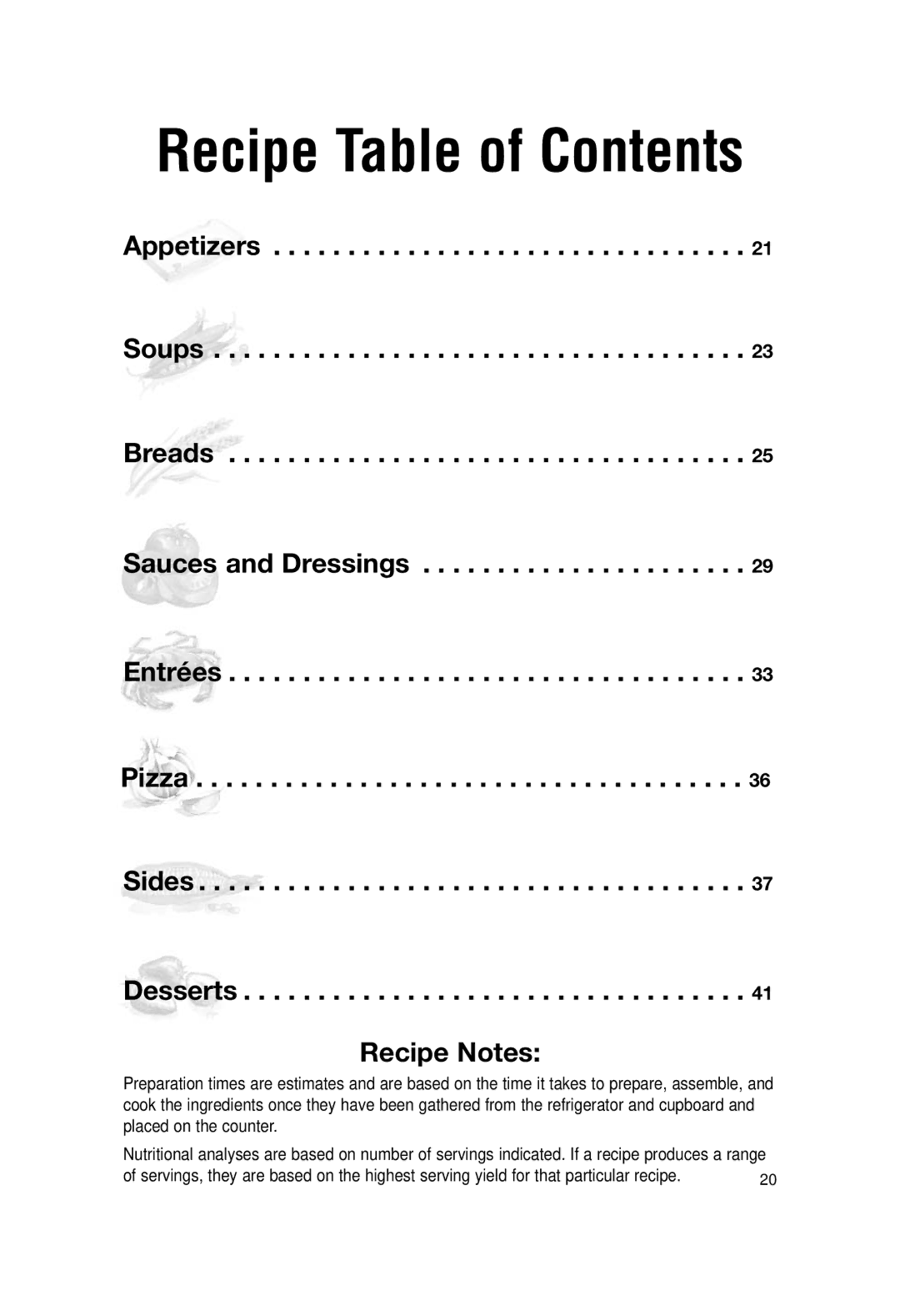 Cuisinart DLC-2007N manual Recipe Table of Contents 