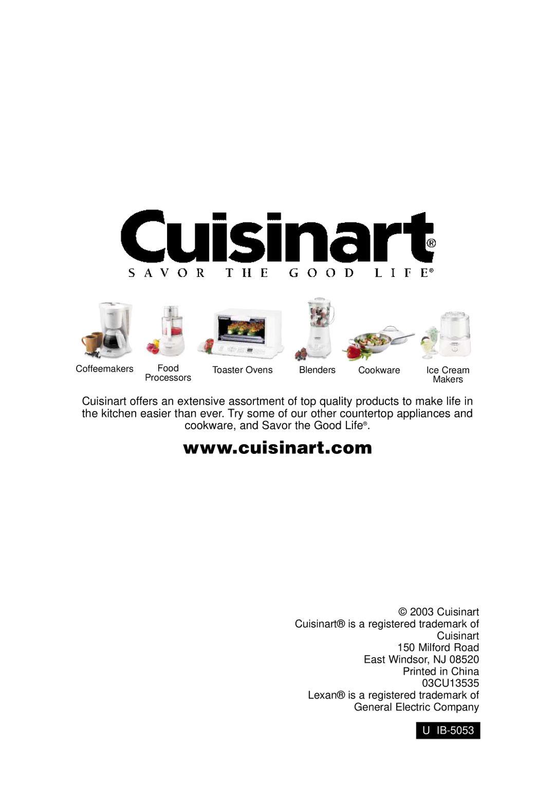 Cuisinart DLC-2007N manual IB-5053 