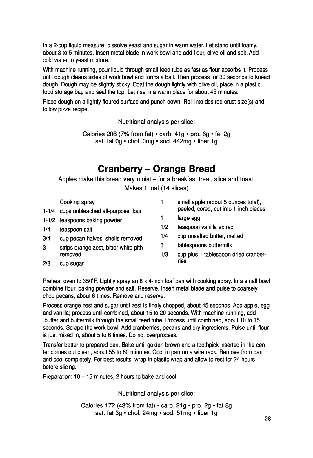 Cuisinart DLC-2007N manual Cranberry - Orange Bread 