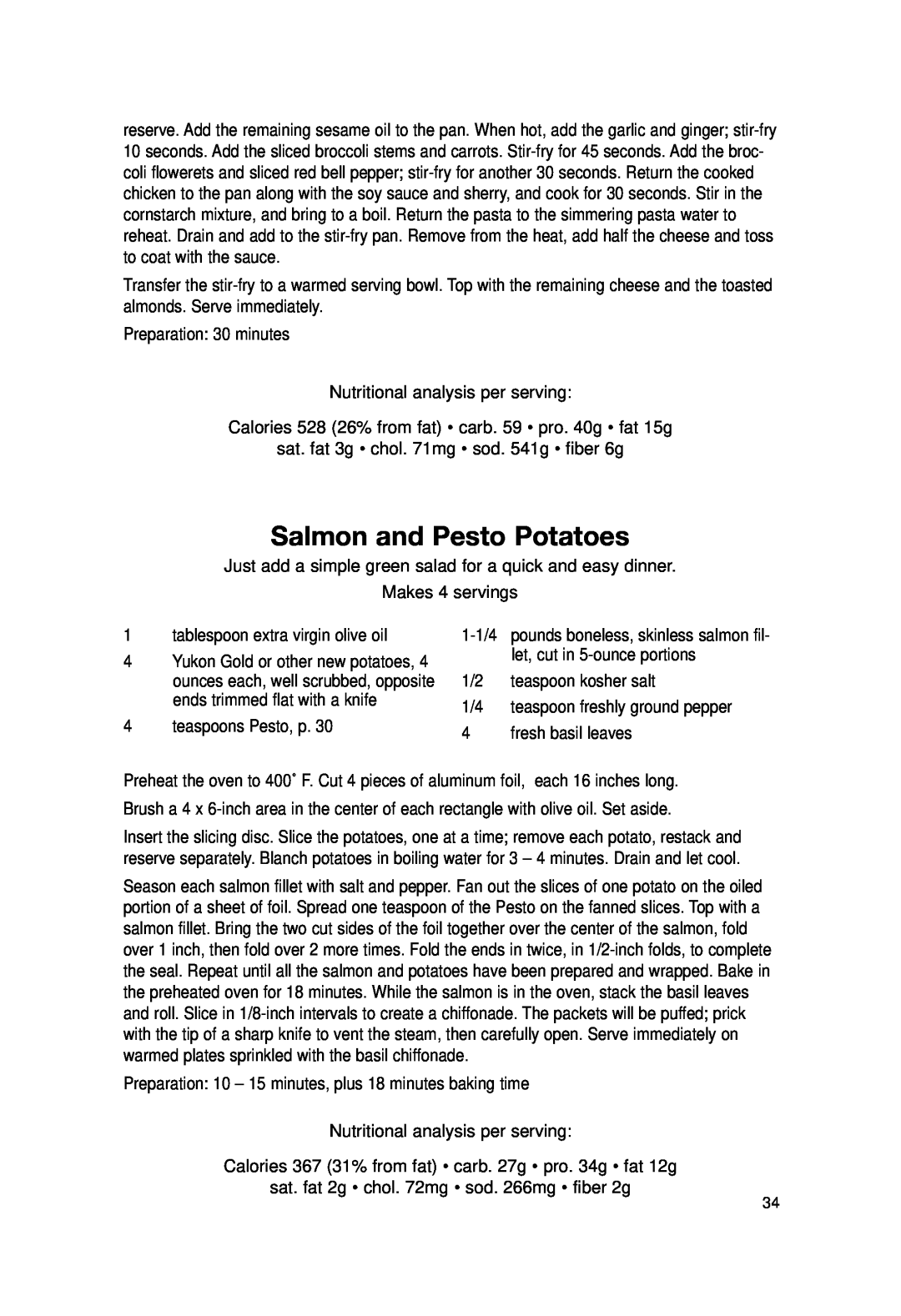 Cuisinart DLC-2007N manual Salmon and Pesto Potatoes 