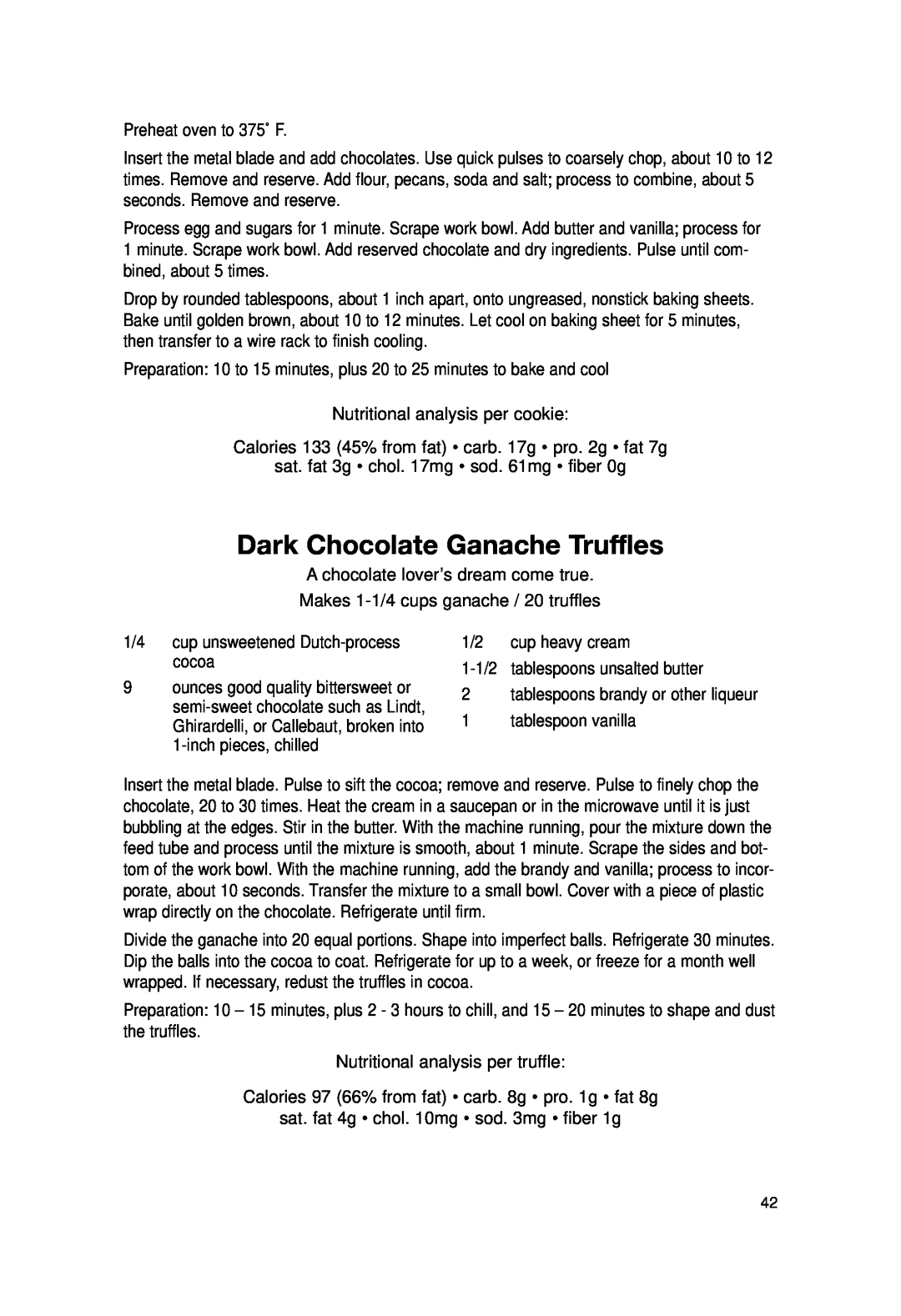 Cuisinart DLC-2007N manual Dark Chocolate Ganache Truffles 