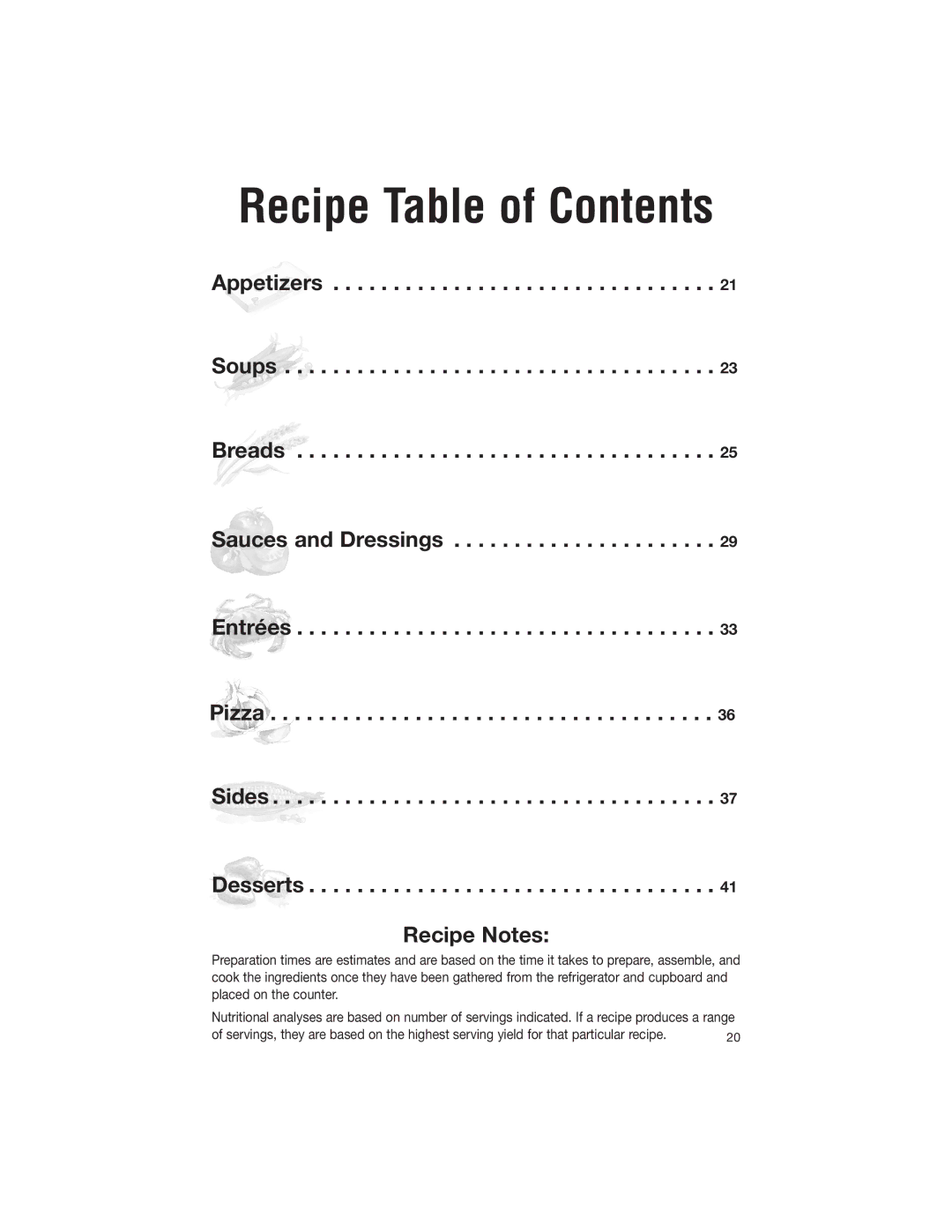 Cuisinart DLC-2007NC manual Recipe Table of Contents 