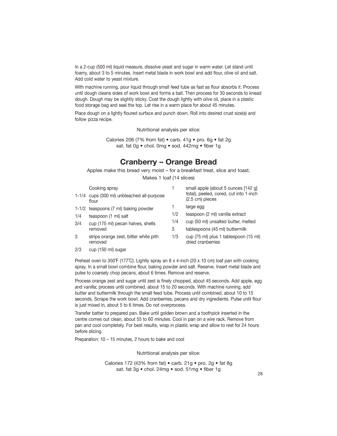 Cuisinart DLC-2007NC manual Cranberry Orange Bread 