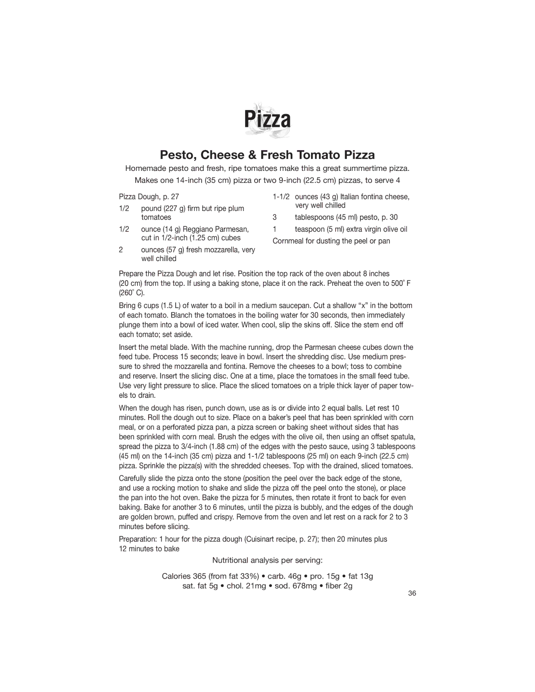 Cuisinart DLC-2007NC manual Pesto, Cheese & Fresh Tomato Pizza 