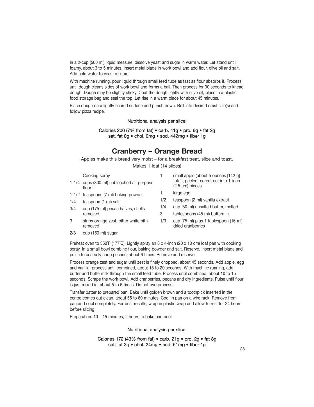 Cuisinart DLC-2007NC manual Cranberry - Orange Bread 