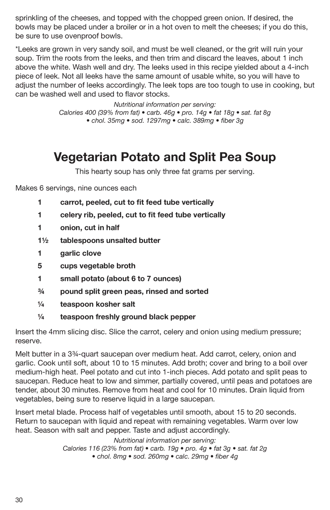 Cuisinart DLC-2009CHB manual Vegetarian Potato and Split Pea Soup 