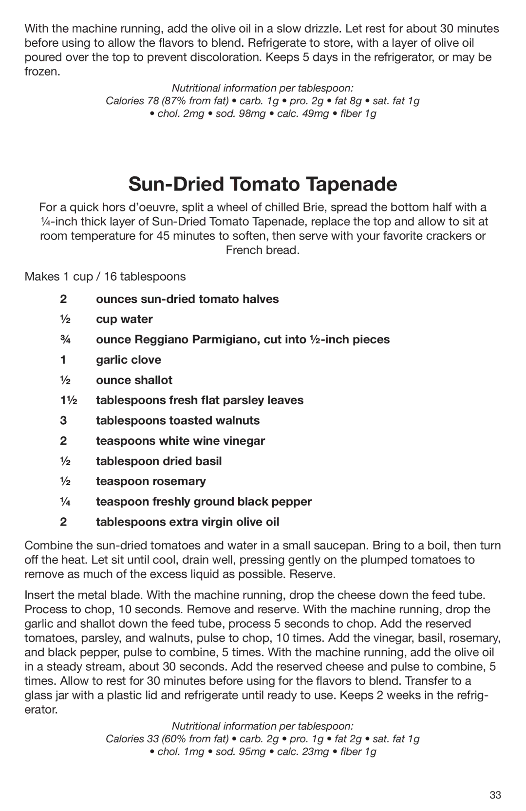 Cuisinart DLC-2009CHB manual Sun-Dried Tomato Tapenade 