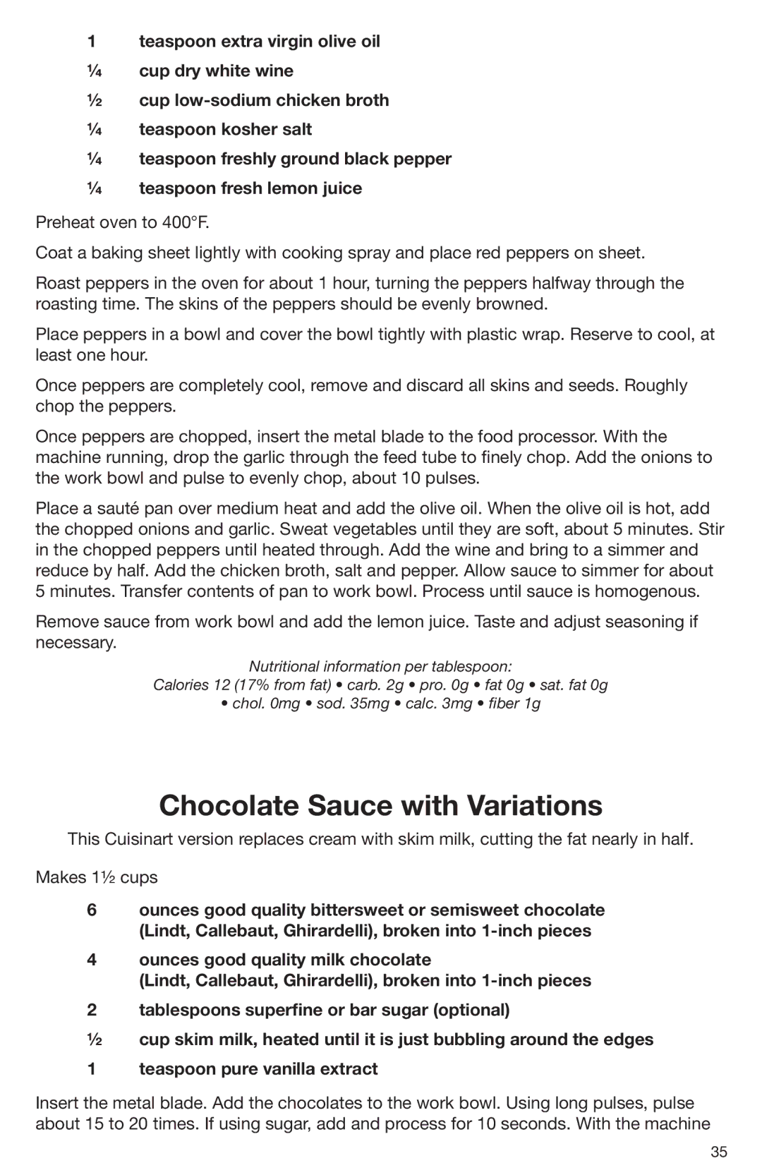 Cuisinart DLC-2009CHB manual Chocolate Sauce with Variations 