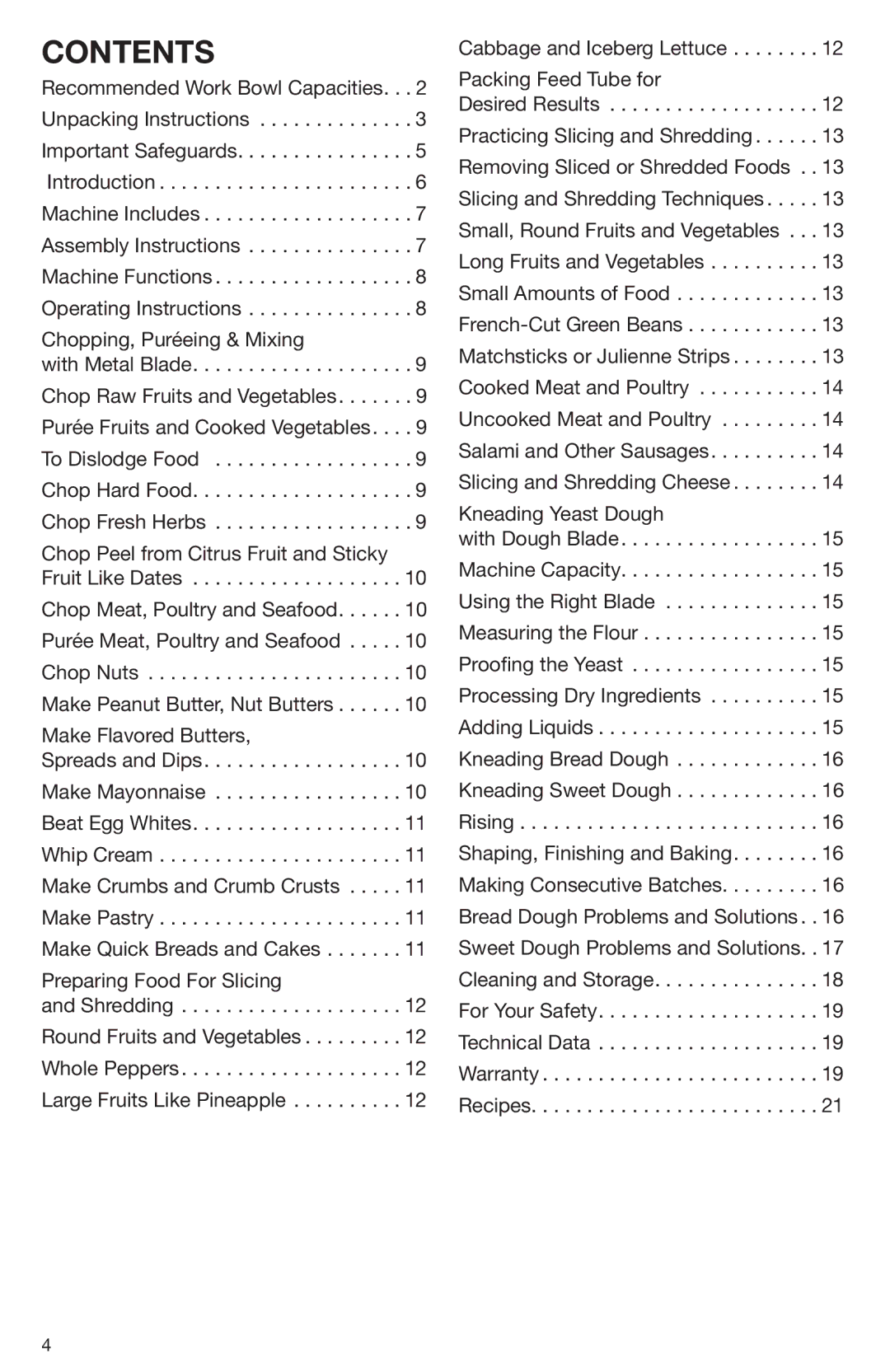 Cuisinart DLC-2009CHB manual Contents 