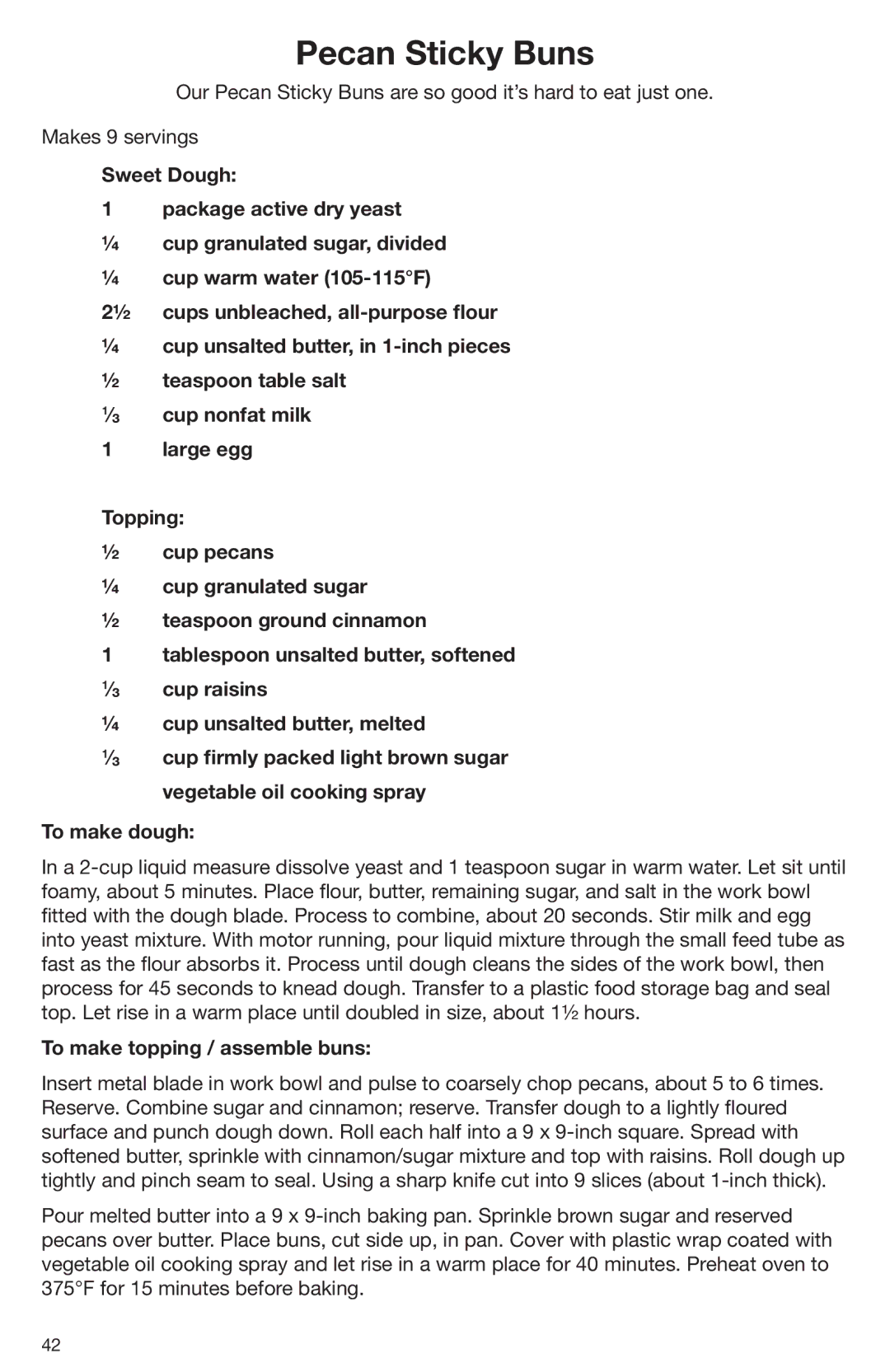 Cuisinart DLC-2009CHB manual Pecan Sticky Buns 