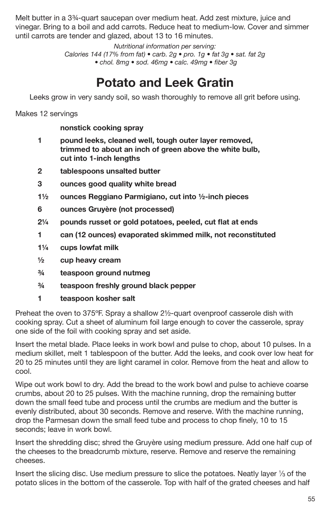 Cuisinart DLC-2009CHB manual Potato and Leek Gratin 