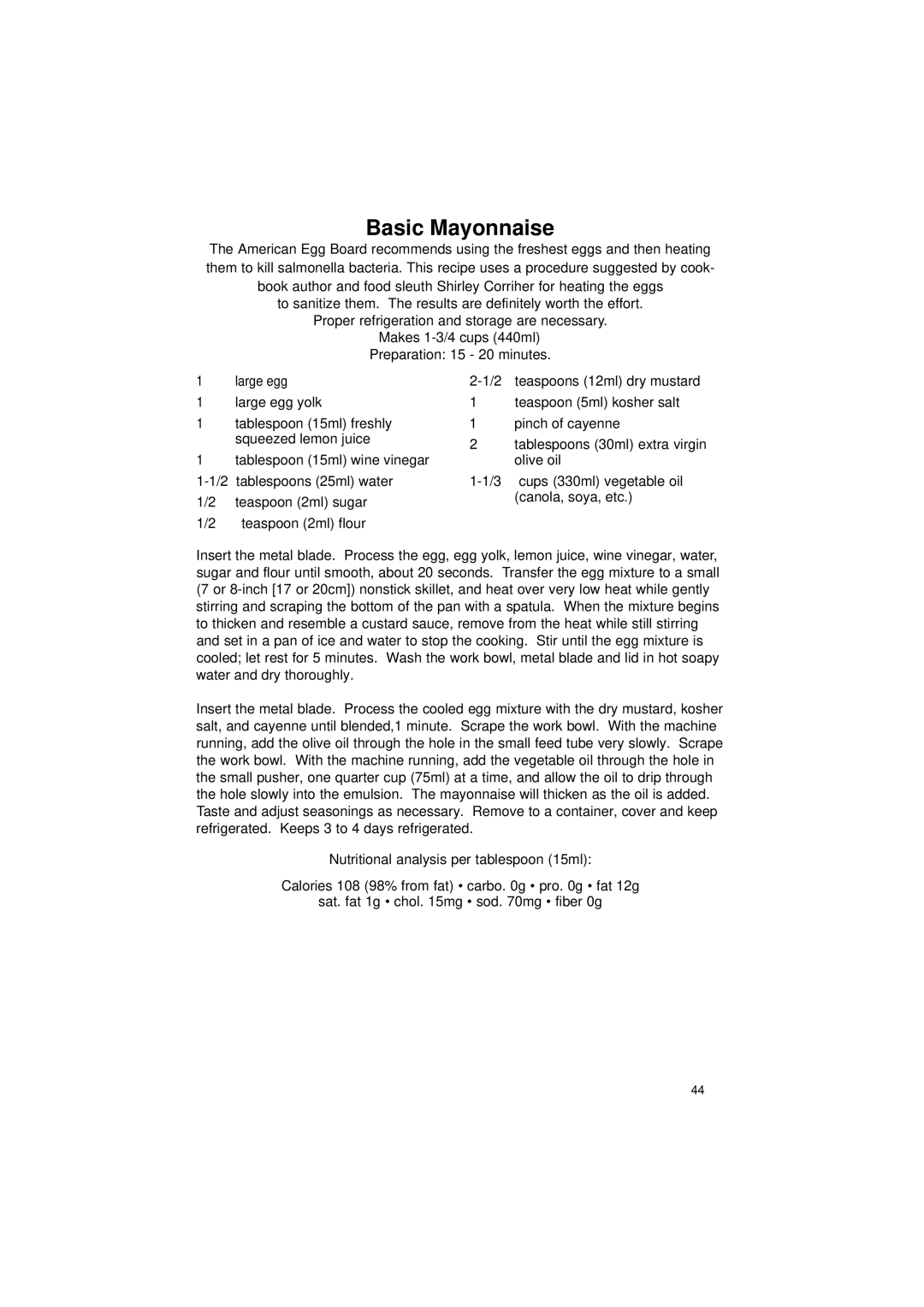 Cuisinart DLC-2011C manual Basic Mayonnaise 