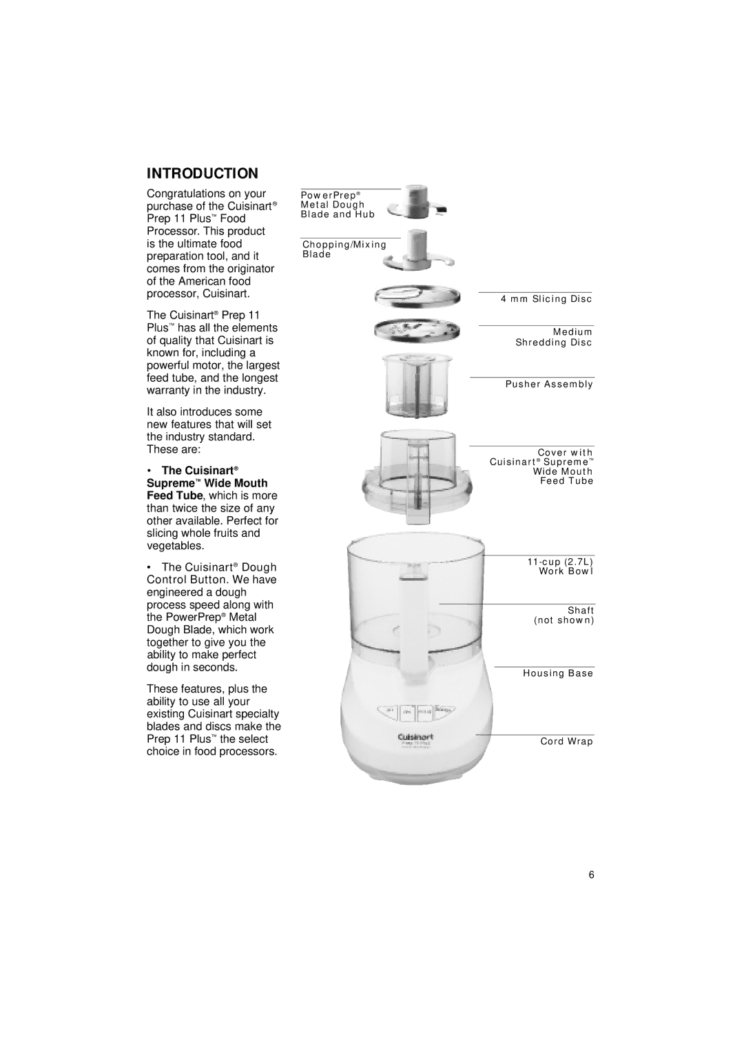 Cuisinart DLC-2011C manual Introduction 