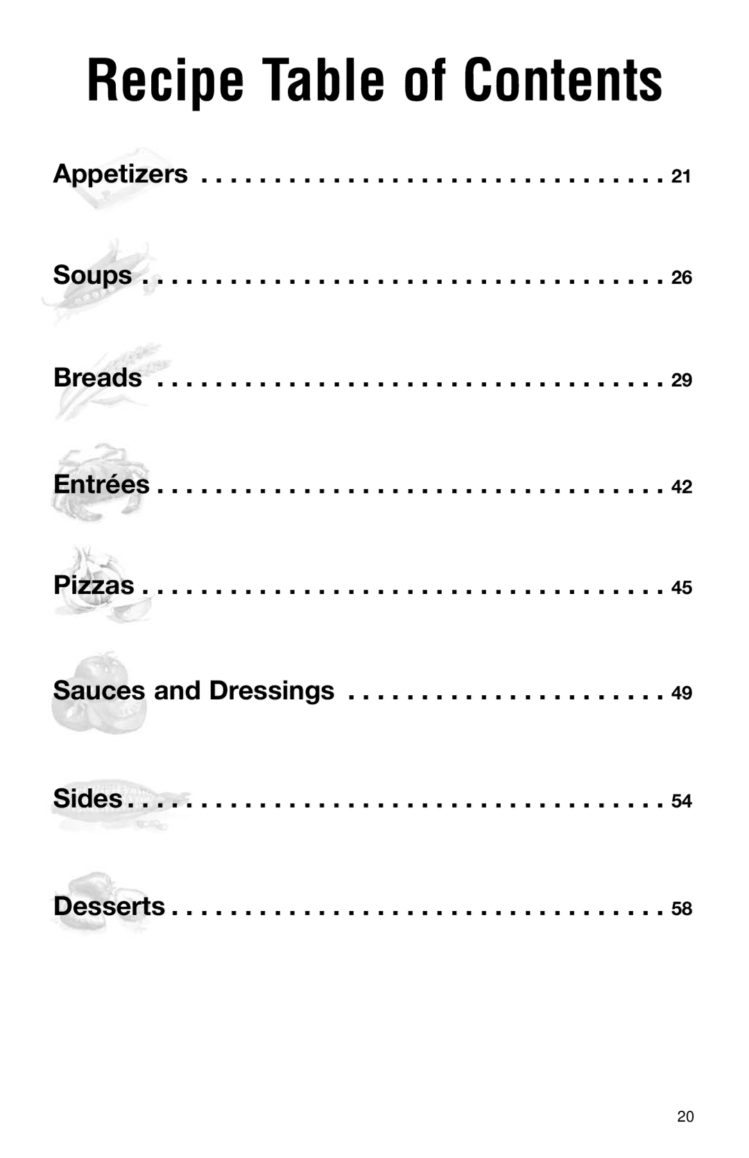 Cuisinart DLC-2011N manual Recipe Table of Contents 