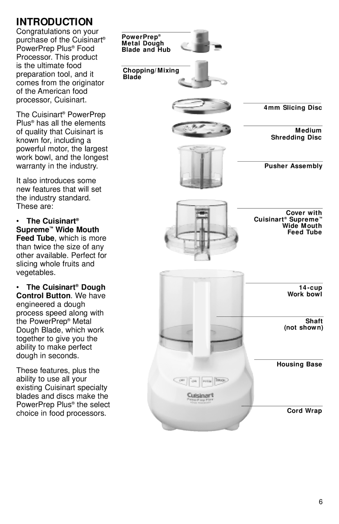 Cuisinart DLC-2014 manual Introduction 