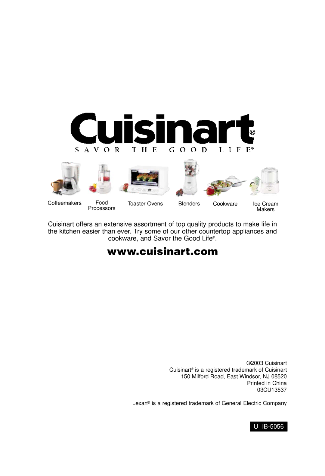 Cuisinart DLC-2014N manual IB-5056 