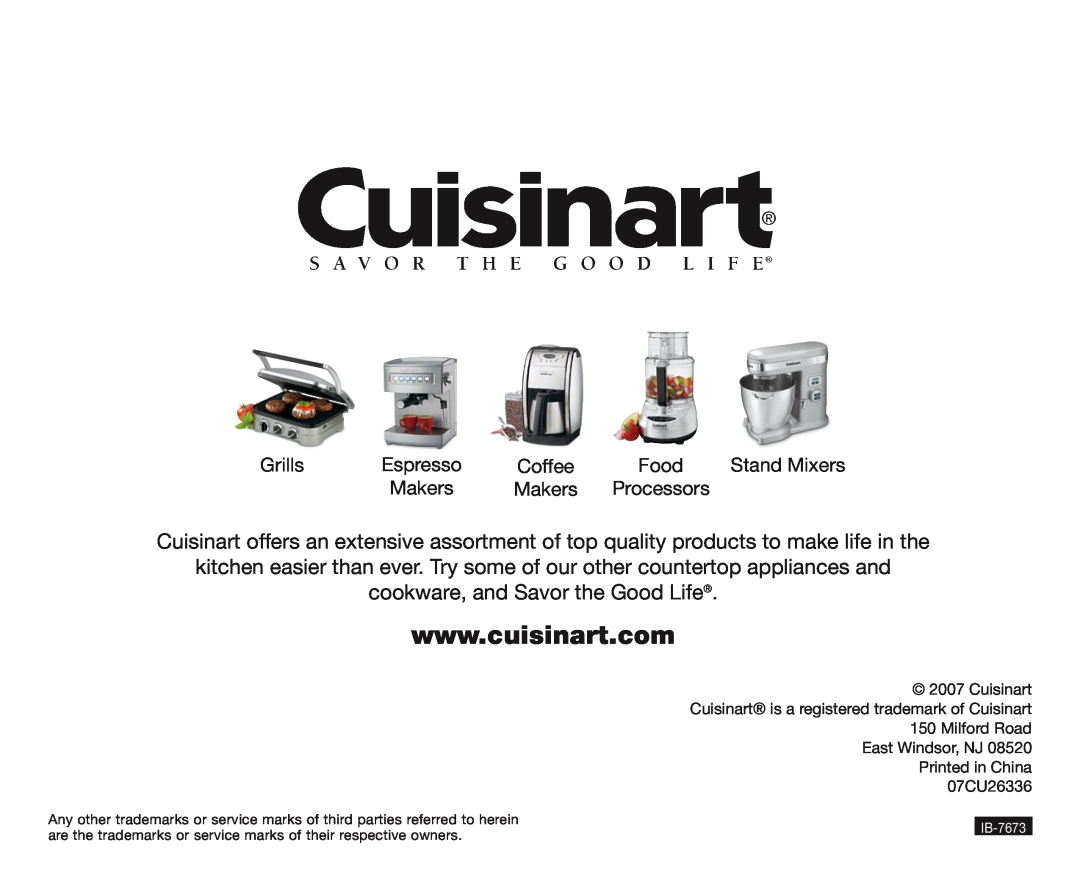 Cuisinart DLC-4CHB manual cookware, and Savor the Good Life 