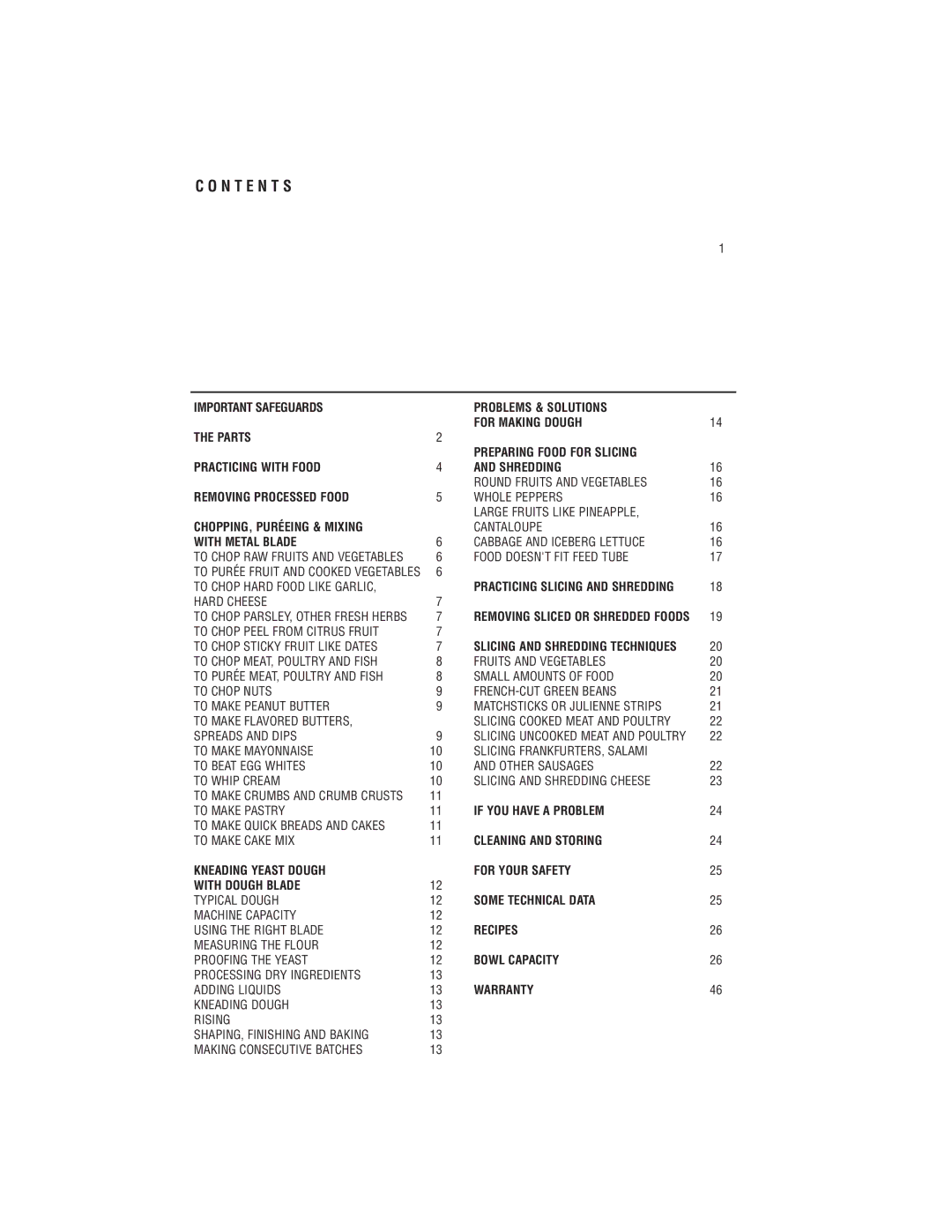 Cuisinart DLC-8S manual N T E N T S, With Metal Blade 