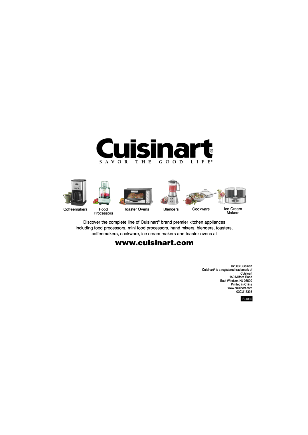 Cuisinart DTC-975 manual coffeemakers, cookware, ice cream makers and toaster ovens at 