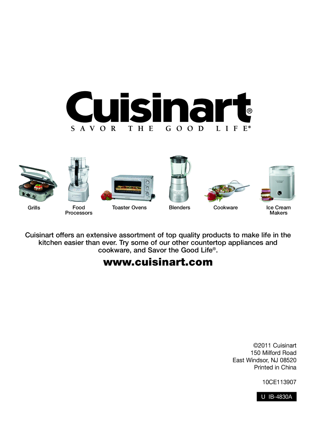 Cuisinart DTC-975BKN, DTC975BKN manual IB-4830A 