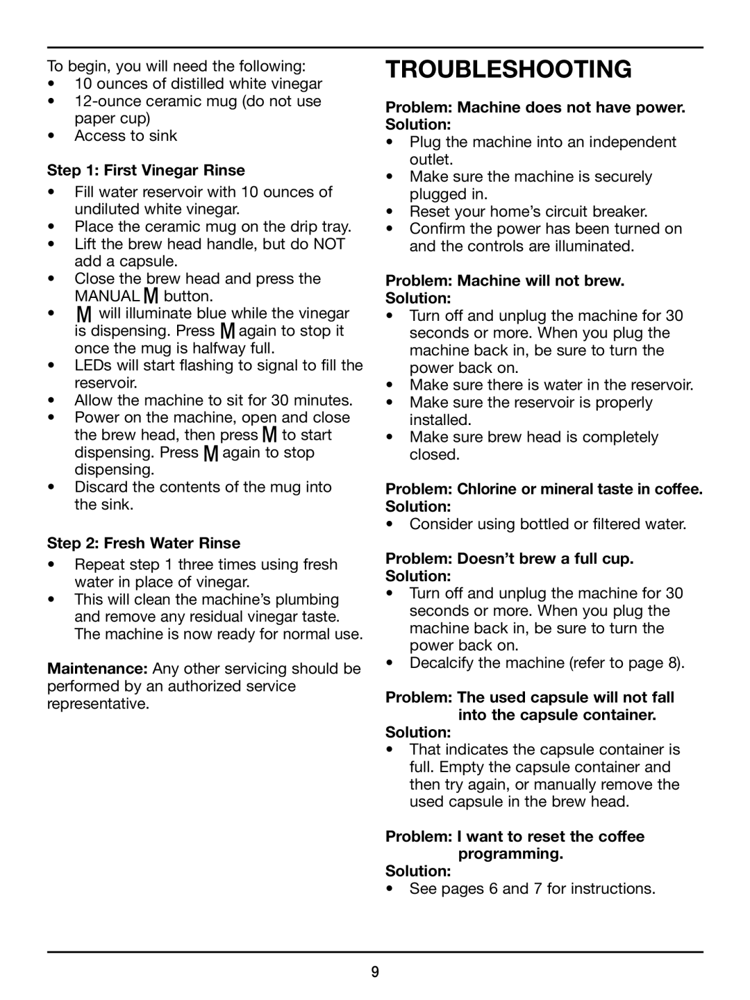 Cuisinart EM-500 manual Troubleshooting 