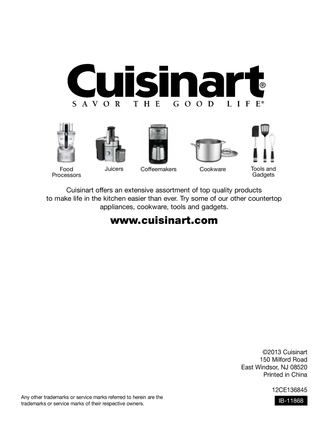 Cuisinart EM-500 manual IB-11868 