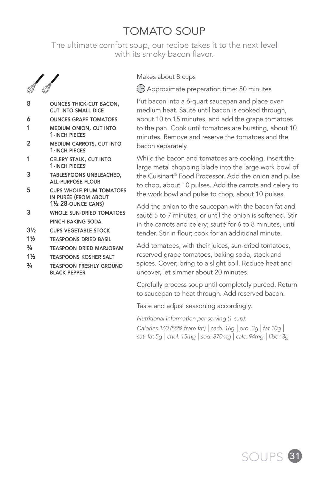 Cuisinart FP-12DC manual Tomato Soup 