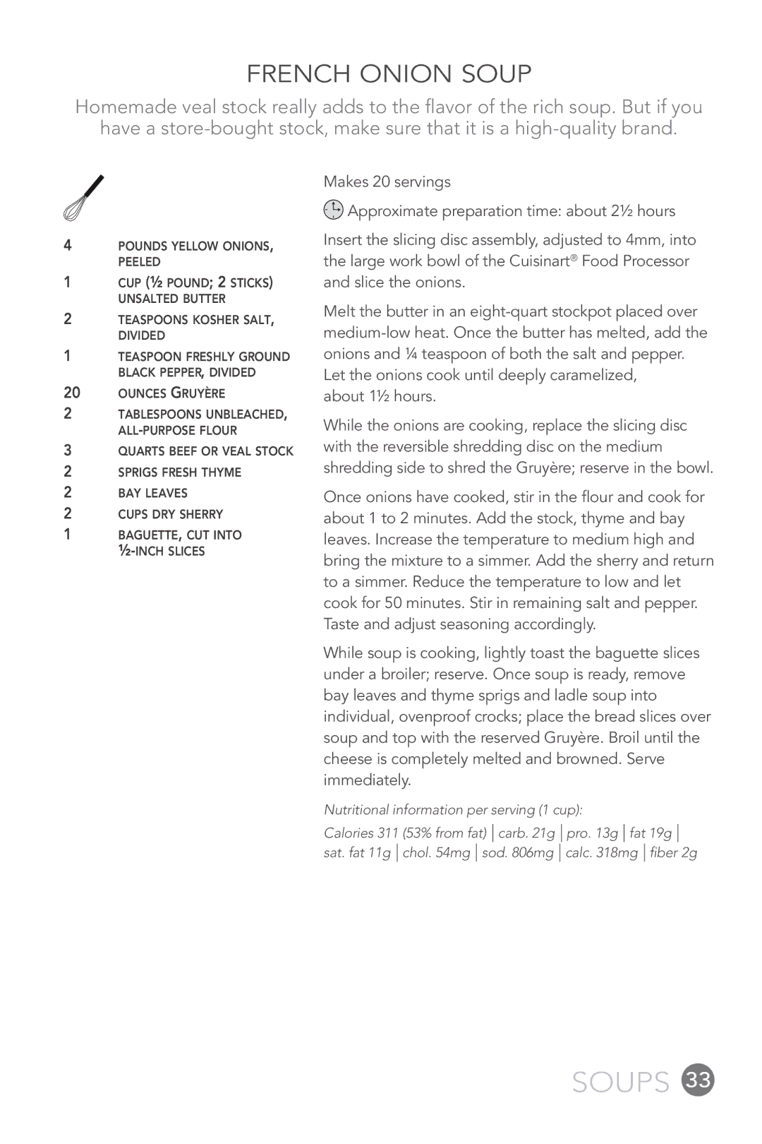 Cuisinart FP-12DC manual French Onion Soup 