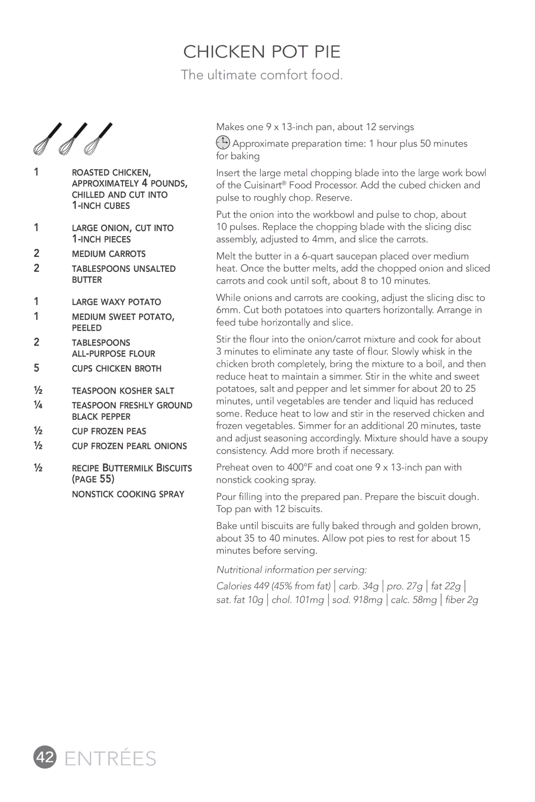 Cuisinart FP-12DC manual Chicken Pot Pie, Ultimate comfort food 