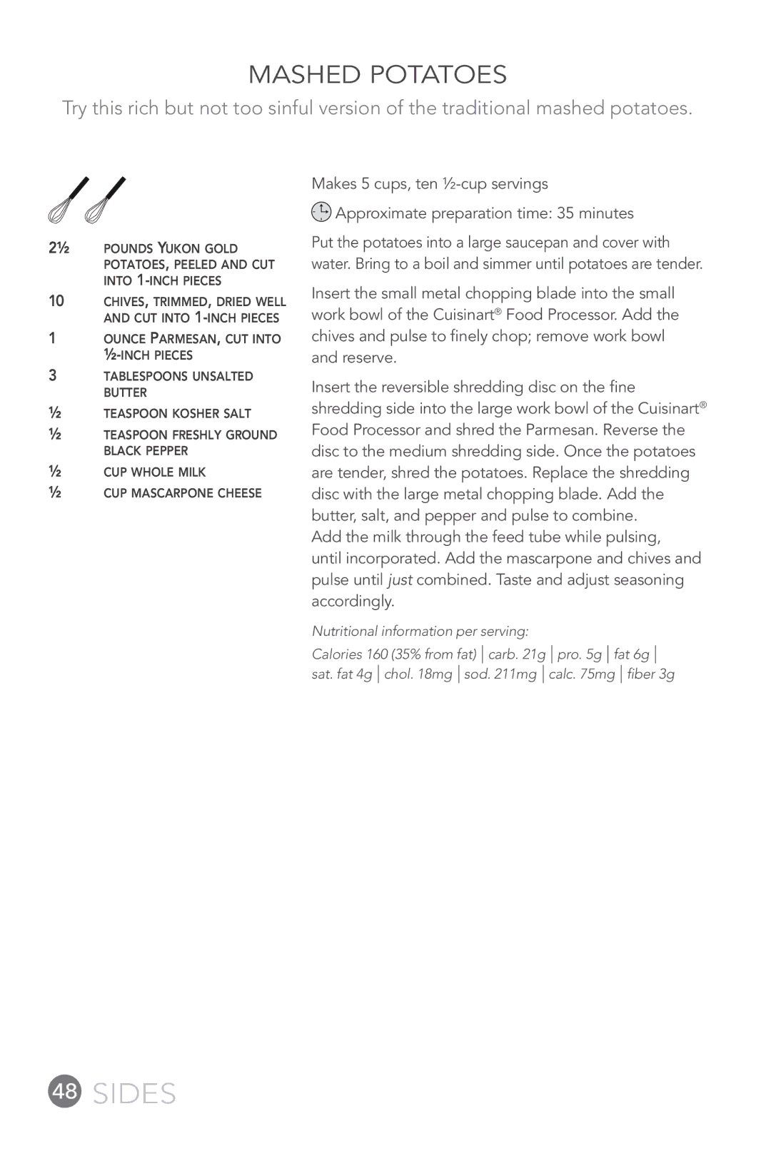 Cuisinart FP-12DC manual Mashed Potatoes 