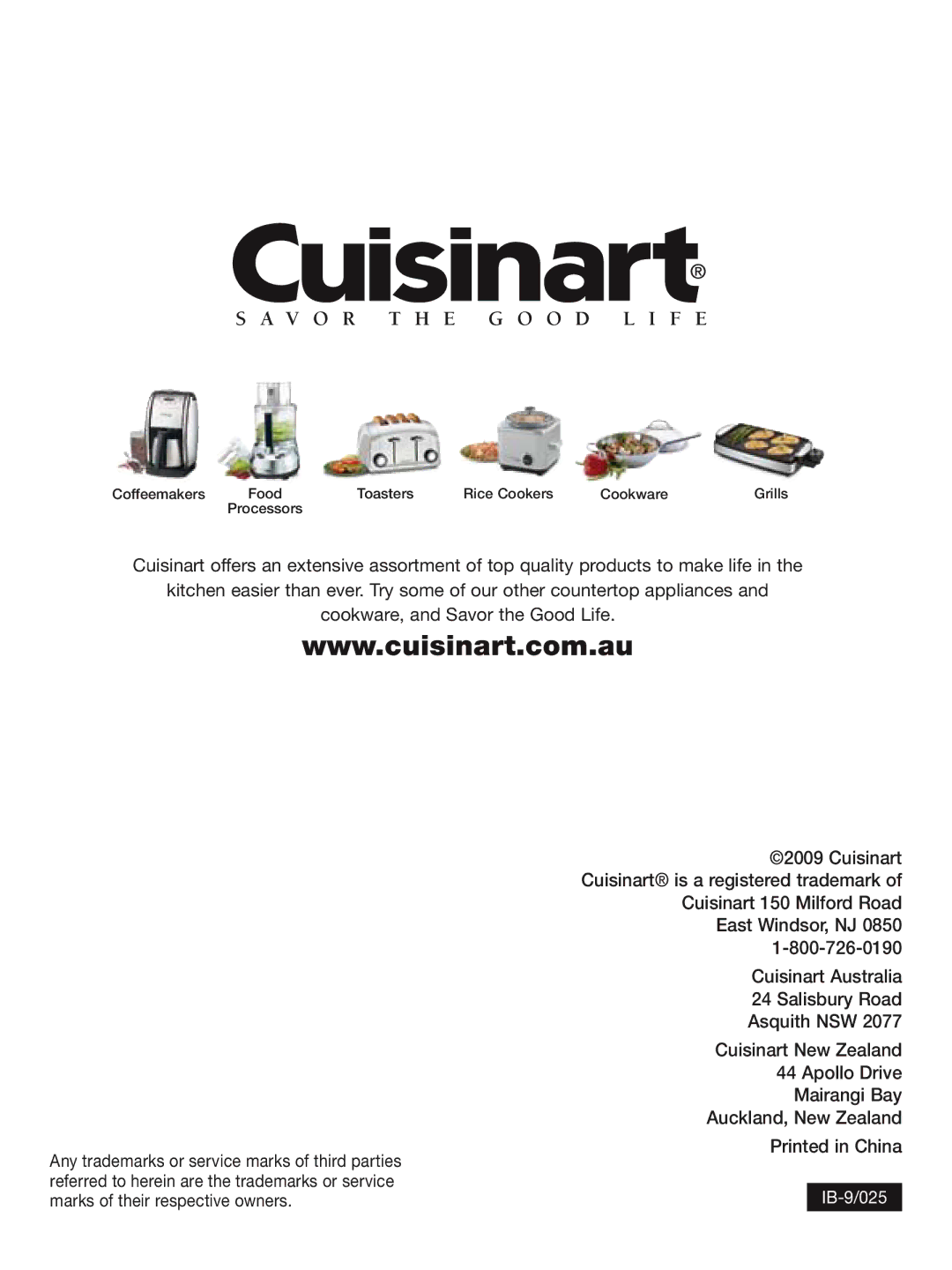 Cuisinart FP-2207A manual V O R T H E G O O D L I F E 