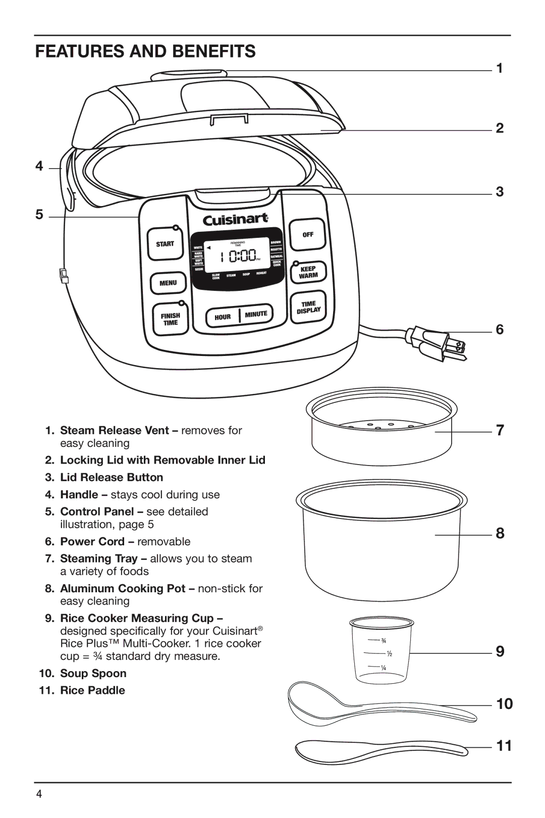 Cuisinart FRC-800 manual Features and Benefits 