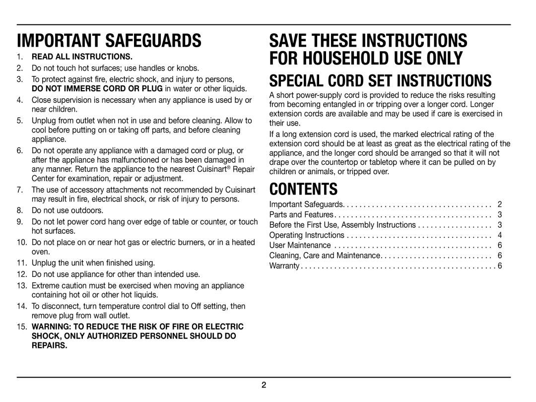 Cuisinart GC-17N manual Important SafeguardS 