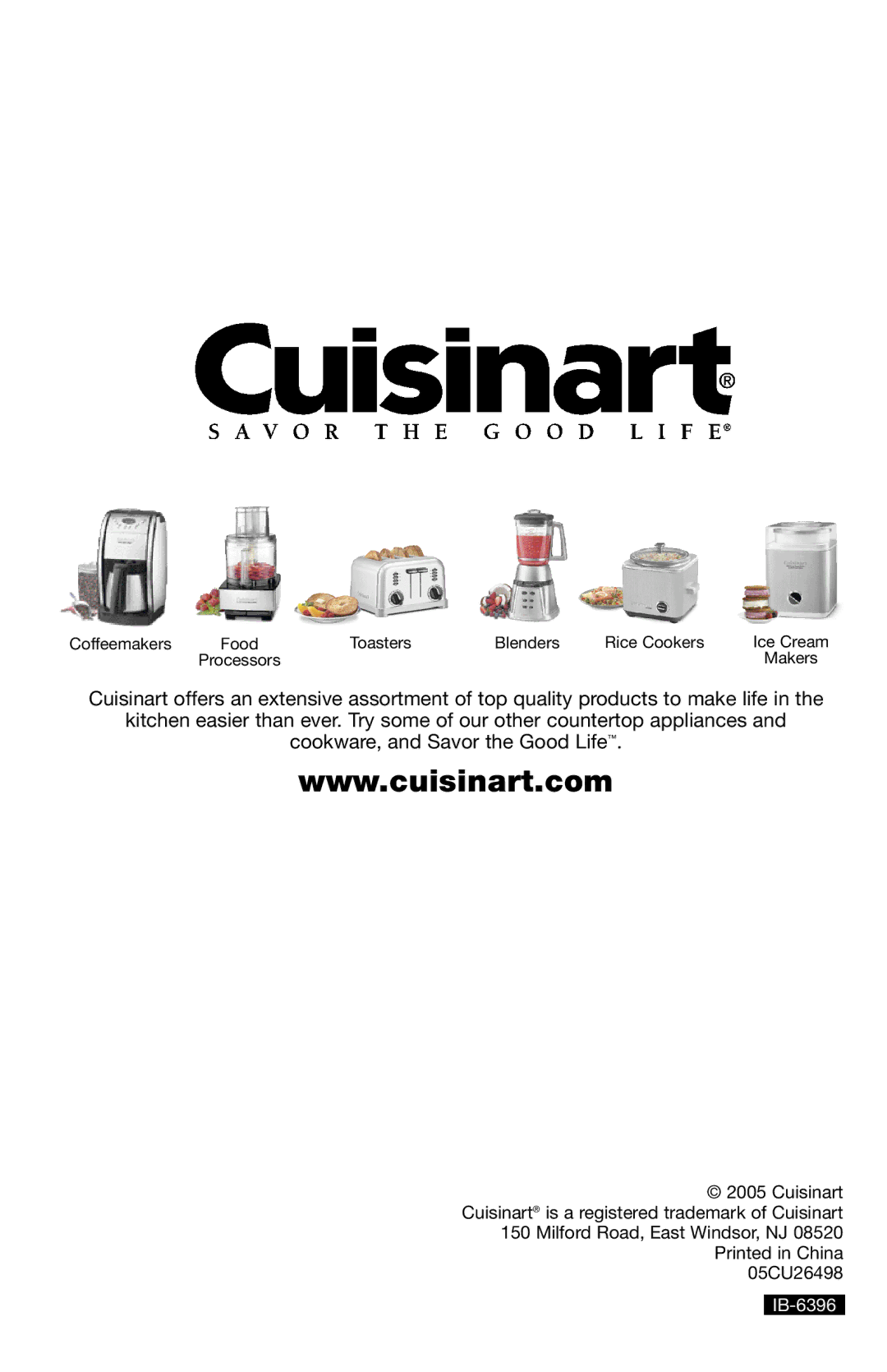 Cuisinart GR-2 manual IB-6396 