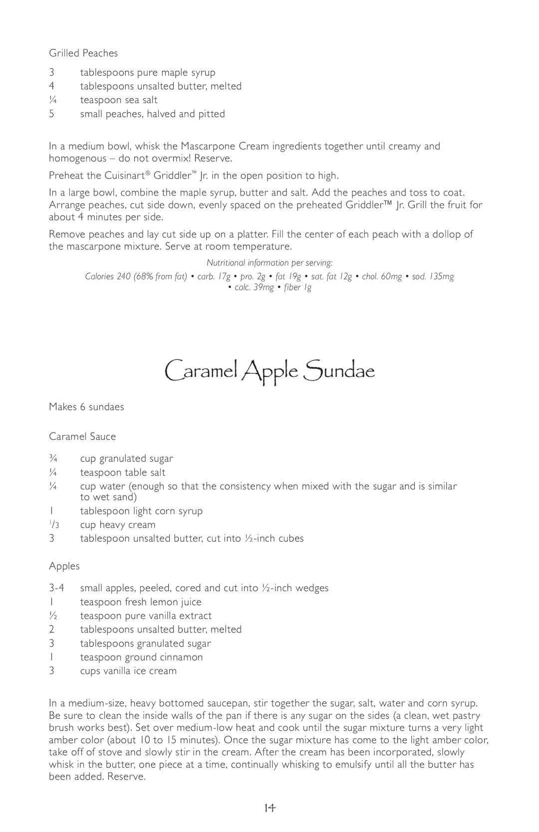 Cuisinart GR-3, GC-17 manual Caramel Apple Sundae 