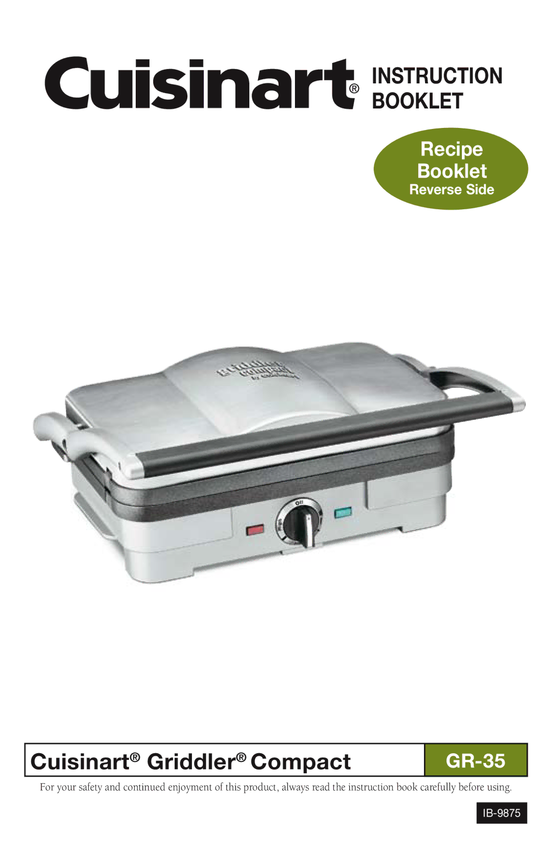 Cuisinart GR-35 manual Cuisinart Griddler Compact 