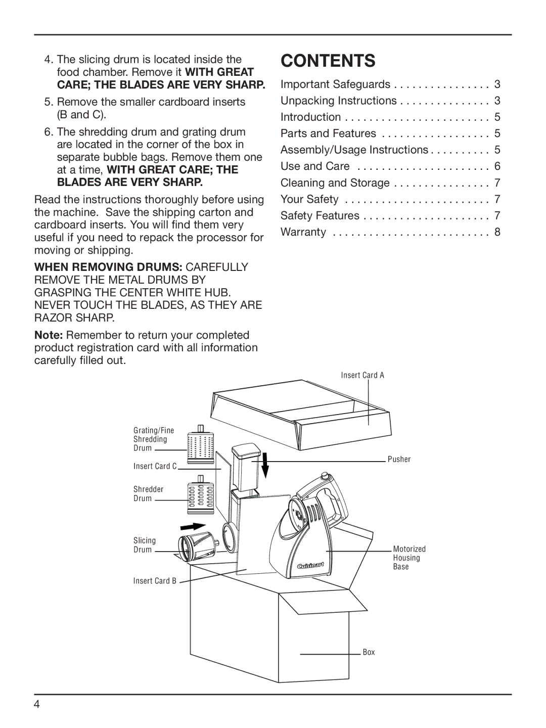 Cuisinart HFP-300 manual Contents 