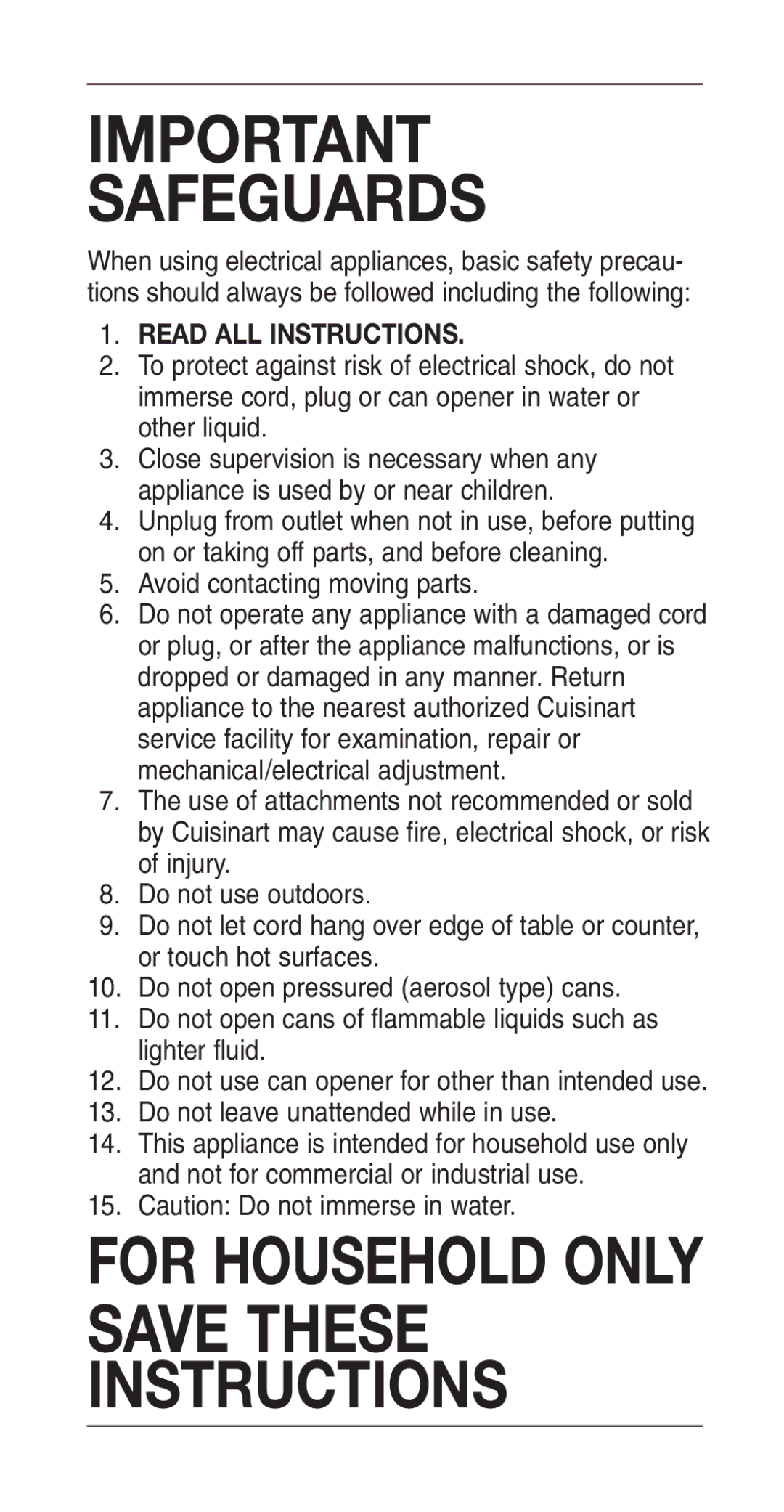 Cuisinart IB-3853BFT, DCO-24 manual Safeguards 