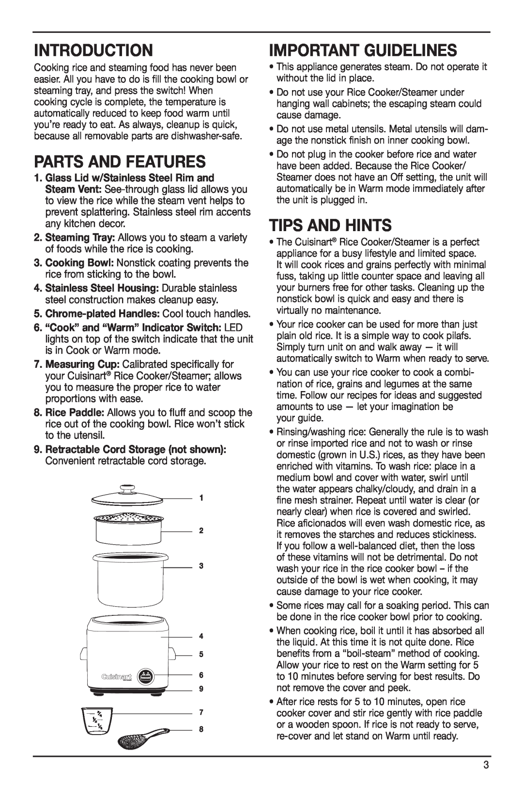 Cuisinart IB-4932B manual introduction, imPORTANT GUIDELINES, Parts And Features, Tips And Hints 