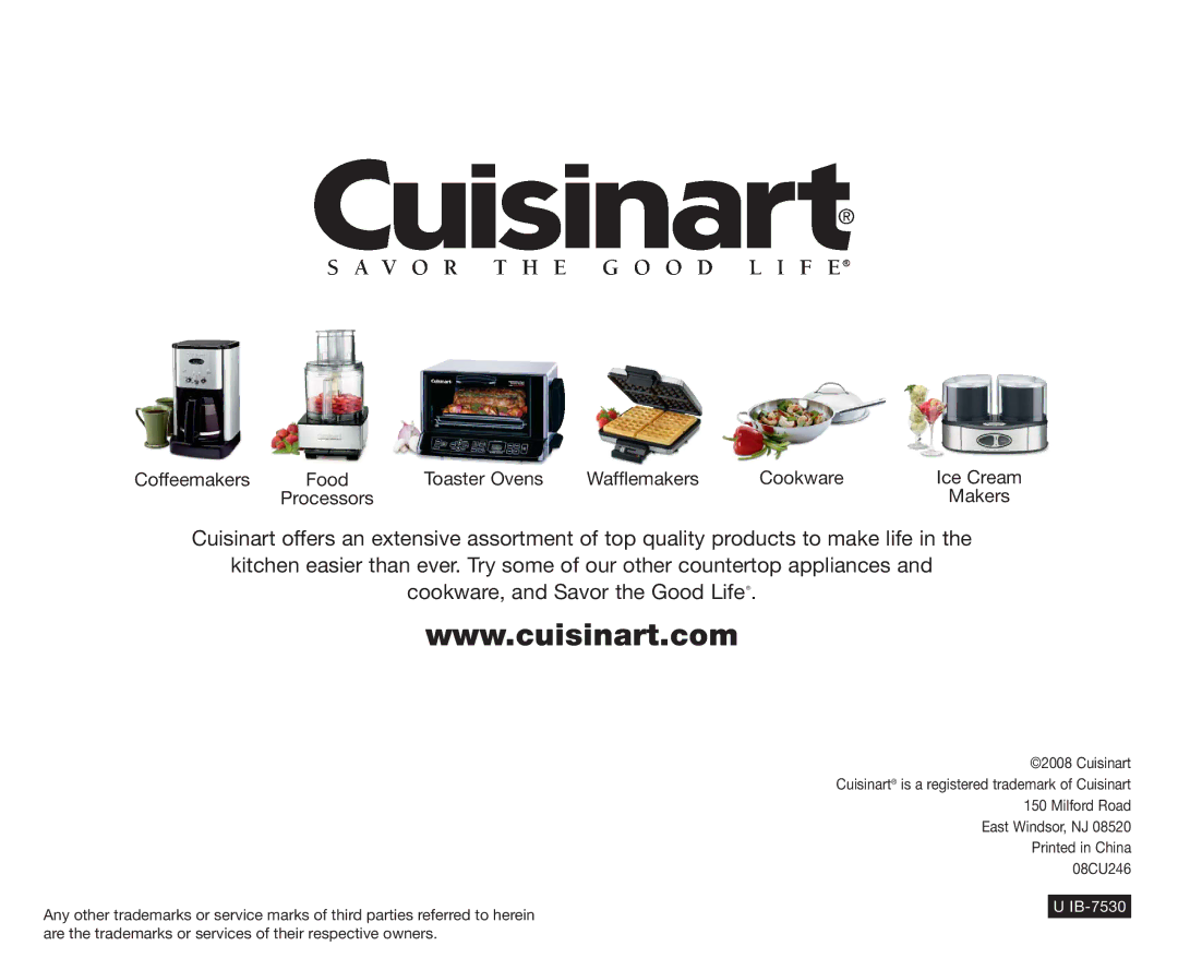 Cuisinart IB-7530, CBT500L manual Makers 