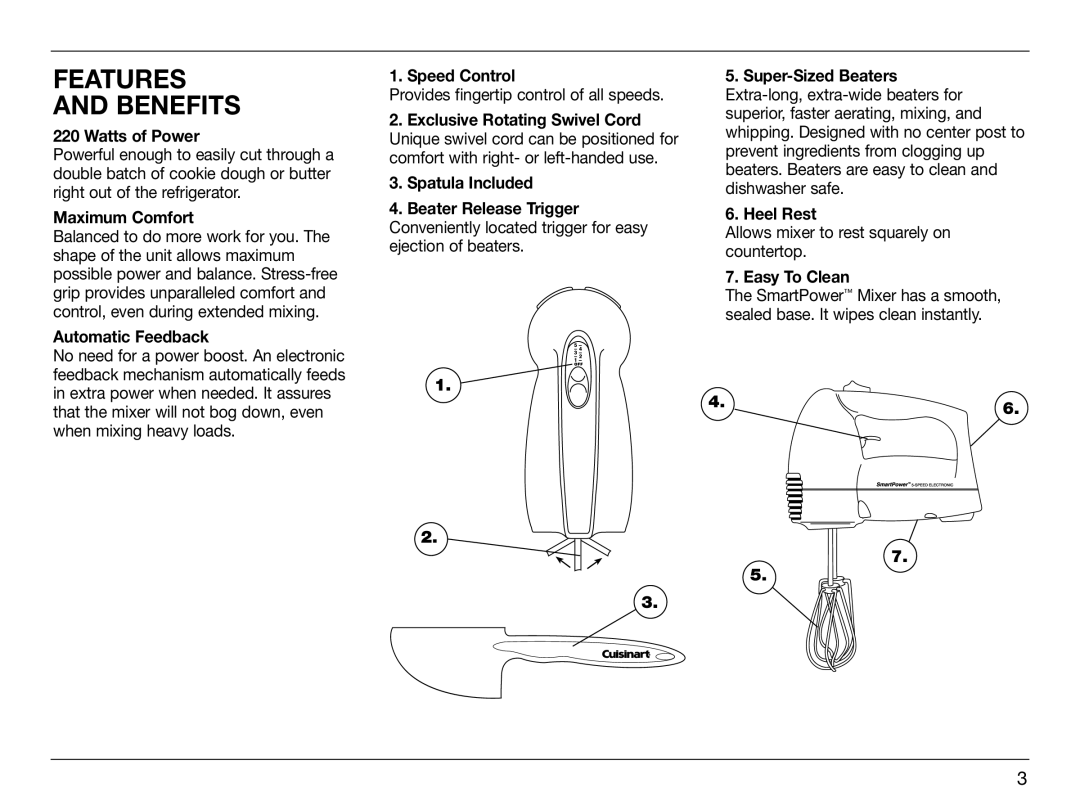 Cuisinart HTM-5CH, IB-8005 manual Features Benefits 